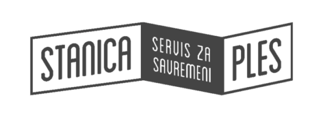 stanica; black and white, with the name of the organization