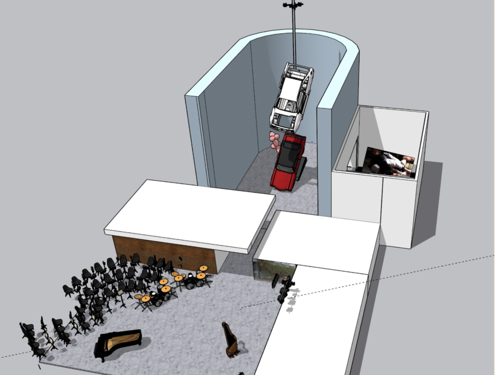 A 3D sketchup by Jordan Deal for Echo Alliances exhibition at ACUD Galerie, Berlin, Germany.