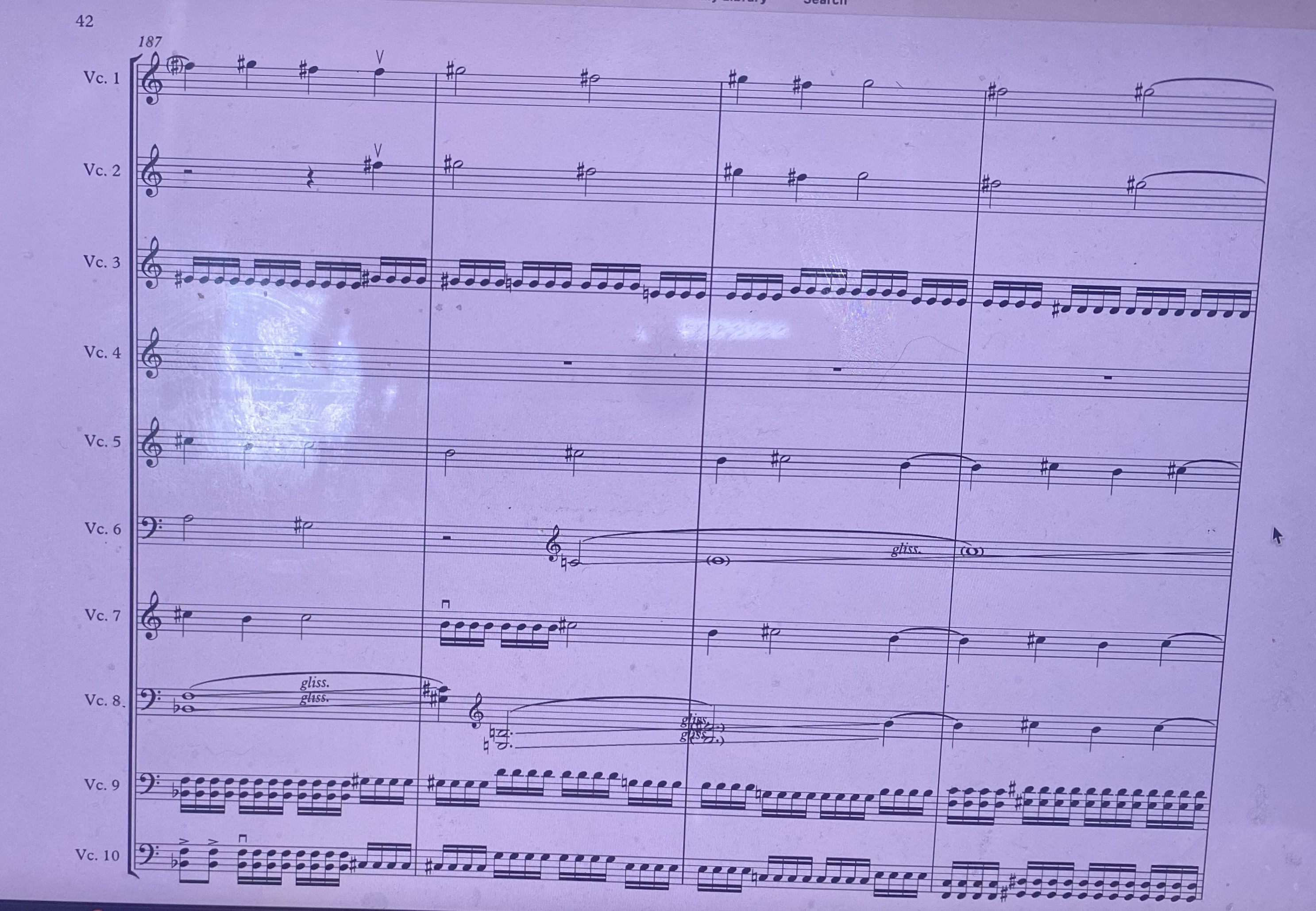 Image of a desktop screen displaying an excerpt of Holy Presence of Joan d’Arc, a score by Julius Eastman.